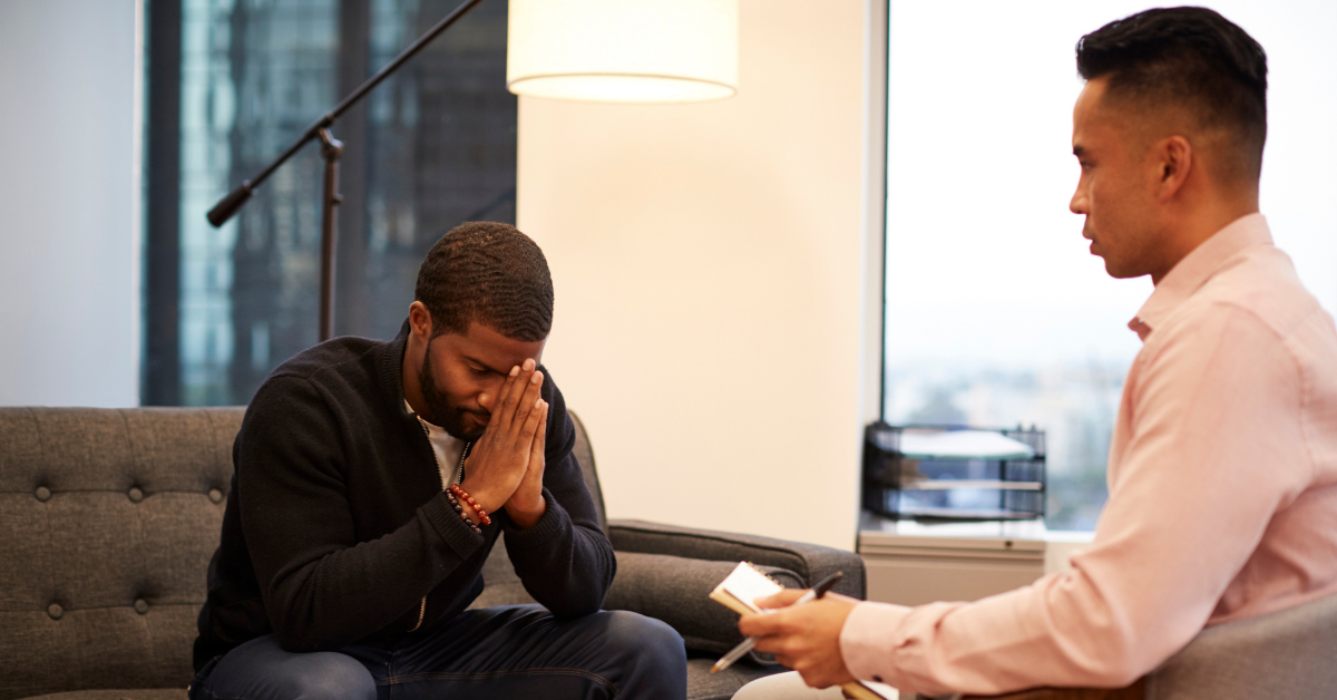 image of a man in grief counseling