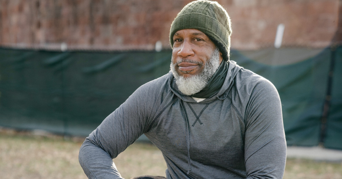 older black man working out