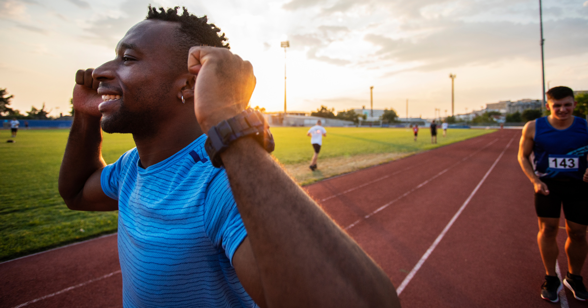 image of a man winning a race