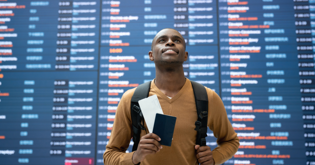 image of a black man abroad at international airport