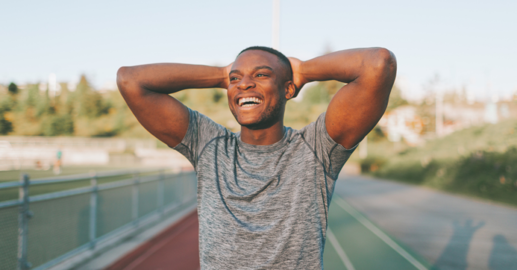 image of black man smiling after exercise